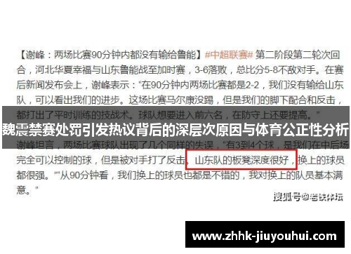 魏震禁赛处罚引发热议背后的深层次原因与体育公正性分析